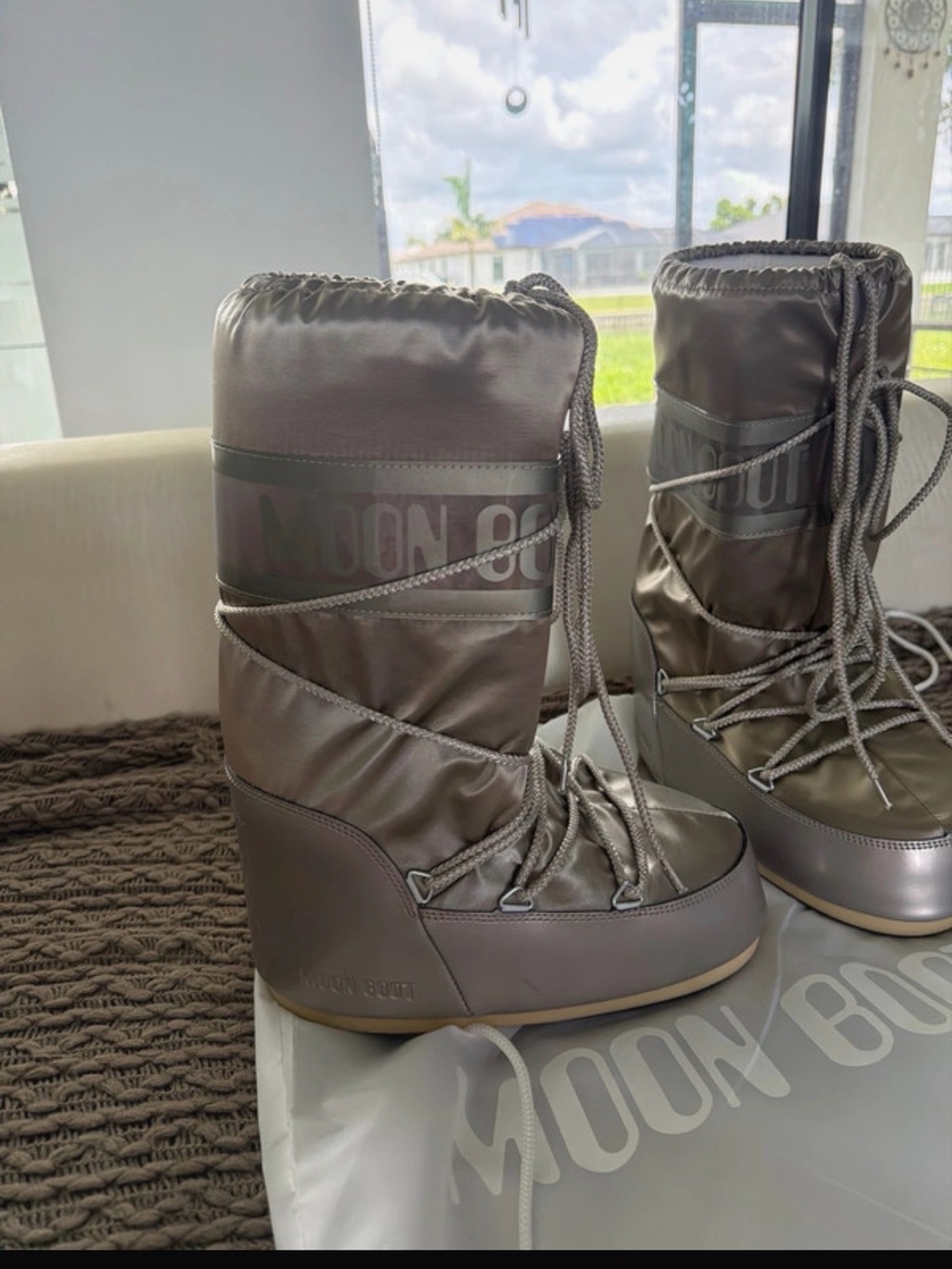 Moon Boot Metallic Grey Lace-Up Snow Boots - Picture 2 of 10